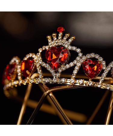 SWEETV Red Princess Tiara for Girls - Crystal Heart Headband for Kids Costume & Cosplay - Buy Online on GoSupps.com