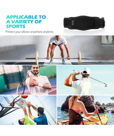 AGPTEK Elbow Brace 2 Pack for Tendonitis & Tennis Elbow | Pain Relief Arm Band with Compression Pad | Ideal for Golfers, Weightlifting | Men & Women - Blue - Buy Online on GoSupps.com