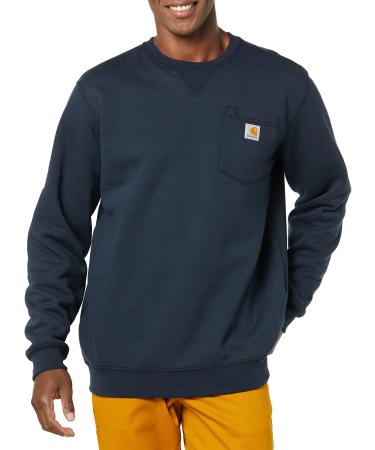 Carhartt Men's Loose Fit Midweight Crewneck Pocket Sweatshirt Large New Navy
