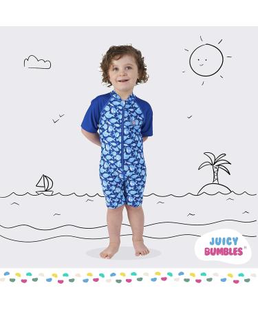Juicy Bumbles Baby Swimsuit - Short Sleeve One Piece Toddler Swimming Costume - Fish Design - 6 Months to 5 Years - Boys & Girls Swimsuit - Buy Online on GoSupps.com