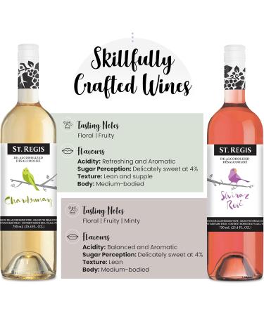 St. Regis Chardonnay & Ros 2 Pack 750 mL (2 x 750 mL Per Bottle) - Twice The Deal - Non Alcoholic Wine - Low Carb and Low Sugar - Ideal Wedding Gifts - Enjoy Life and Flavorful Wine - Buy Online on GoSupps.com