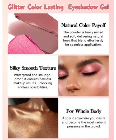  LYSdefeu Glitter Eyeshadow Palette Creamy Orange Eyeshadow and Gel Highlighter Highly Pigmented Long-Lasting and Waterproof Gel Eye Makeup Fine Texture Vegan Eye Makeup-08 - Buy Online on GoSupps.com