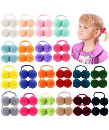 40-Piece Baby Girls Pom Pom Hair Ties - Elastic Fluffy Ponytail Holders for Toddlers and Kids - Buy Online on GoSupps.com