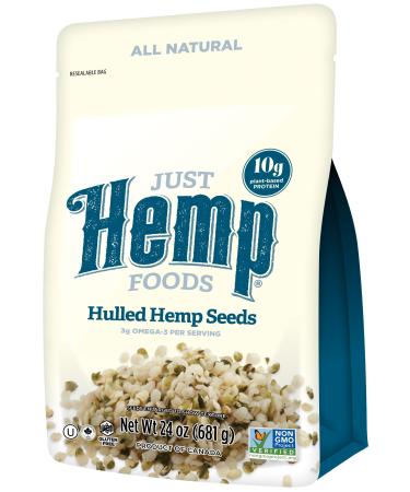 Just Hemp Foods, 100% Natural Hulled Hemp Seeds, Multi-pack (3 X 24 Oz. (4.5lb))