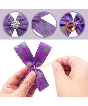 JpGdn 50Pcs/25Pairs Big Dog Hair Bows for Medium Large Dogs | Rhinestone Floral Bowknot | Pink Blue Grooming Accessories - Buy Online on GoSupps.com