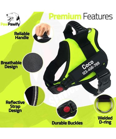 Pawpawify Personalized Dog Harness - No Pull Durable Training Harness for Dogs (Chest 24-31in Green) - Prevents Tugging & Choking - Buy Online on GoSupps.com