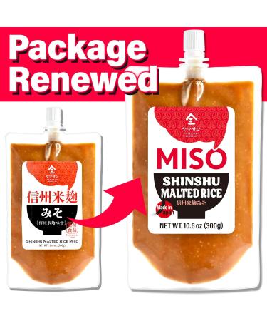 Shinshu Miso Malted Rice Miso Paste Naturally Fermented Handmade in Nagano Japan Non-GMO No MSG (300g) YAMASAN  - Buy Online on GoSupps.com
