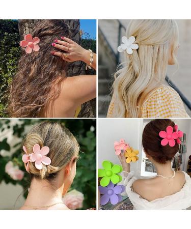 16-Piece Flower Claw Hair Clips Set | Strong Hold Matte Plastic Floral Accessory for Women & Girls | Cute Designs in 16 Colors - Buy Online on GoSupps.com
