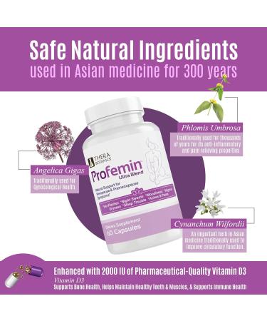 Ultra Menopause Supplements for Women - Safe Natural Formula for Hot Flashes Night Sweats & Moodiness | Clinically Tested | 60 Count - Profemin Ultra - Buy Online on GoSupps.com