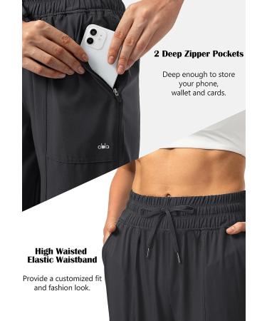 Obla Women's Lightweight Golf Pants | High Waisted Casual Track Work Ankle Pants - Black Large - Buy Online on GoSupps.com