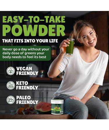 SHOUTGRIIN Organic Green Juice Superfood Powder - Fruit & Veggie Smoothie Drink - Natural Fiber Supplement for Energy, Immunity & Digestion - 9.5 oz - Buy Online on GoSupps.com