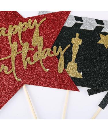 Qertesl Happy Birthday Movie Cake Topper Movie Night Cupcake Toppers Decoration Hollywood theme Cake Party Decoration. - Buy Online on GoSupps.com