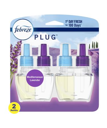 Febreze Odor-Fighting Fade Defy PLUG Air Freshener Refill, Mediterranean Lavender, (2) .87 fl. oz. Oil Refills 0.88 Fl Oz (Pack of 2)
