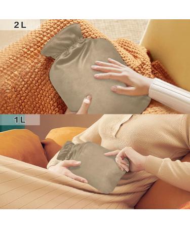 Khaki Hot Water Bottle with Cover - Pain Relief Heating Pad for Arthritis - 1L Water Bottle - Buy Online on GoSupps.com