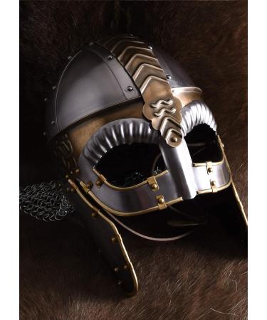 Battle Merchant Beowulf Viking Helmet - Steel Adult Helmet with Cheek Flaps & Adjustable Leather Inlay - Buy Online on GoSupps.com