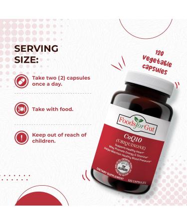 Coenzyme Q10 Ubiquinone 200mg | Energy Muscle Skin & Heart Health | 120 Vegetarian Capsules | Antioxidant & Allergen-Free - Buy Online on GoSupps.com