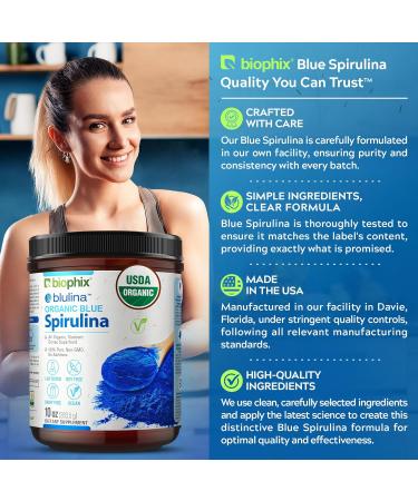 biophix Blue Spirulina Powder Organic Blulina 10 oz - Algae Organic Spirulina Powder 283 Servings - Superfood Supplement - Natural Blue Pigment - Espirulina en Polvo Organica Pura Azul 10 Ounce (Pack of 1) - Buy Online on GoSupps.com