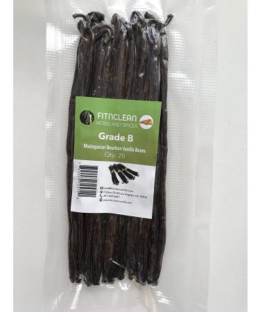 Grade B Madagascar Vanilla Beans (20 pcs, 5-7) for Extract, Paste, Cooking & Baking | Whole Bourbon NON-GMO Pods by FITNCLEAN VANILLA - Buy Online on GoSupps.com