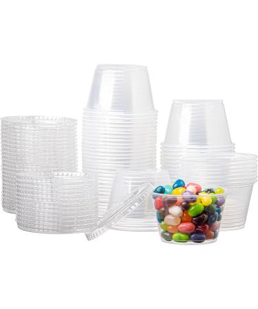 Clear Jello Shot Cups With Lids, Plastic Portion Cups / Condiment Cups / Sauce Cups, 100 Small Containers With Lids, 4 Oz Dressing Container To Go 4 oz.