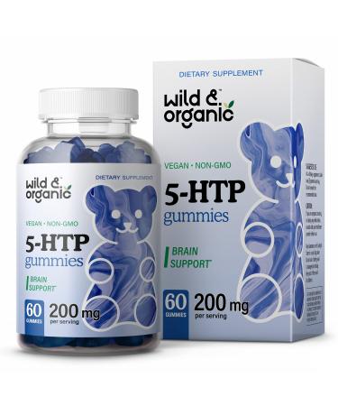 Wild & Organic 5-HTP Gummies - 5-HTP Supplement Formula for Stress Relief, Sleep & Mood Support Supplement - 5-htp Gummy Melatonin and Serotonin Booster - 5-htp 200mg 60 Chews, Blueberry Flavor - Buy Online on GoSupps.com