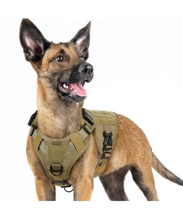 Rabbitgoo no pull dog harness medium -sized dogs tactical breast dishes with moll handle metal buckle breathable military safety dishes adjustable padded dog vest s brown s (1 Pack) brown