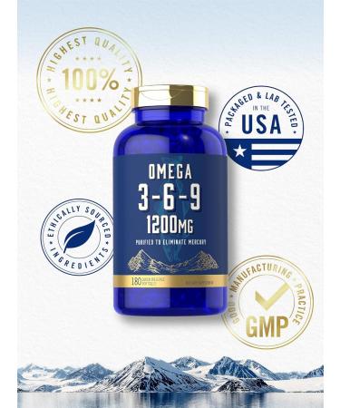 Carlyle Omega 3-6-9 1200mg Softgels | Triple Omega Fish Flaxseed & Borage Oil Supplement | Non-GMO & Gluten Free | 180 Capsules for Heart & Joint Health - Buy Online on GoSupps.com