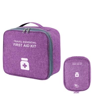Aheagou 2 piece of medication bag large capacity emergency pocket waterproof medicine storage bag portable waterproof medicine storage bag for home office purple