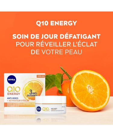 NIVEA Q10 Plus C Anti-Wrinkle + Energy Day Cream SPF 15 (1x 50 ml) anti-aging cream enriched with Q10 & Vitamin C moisturizing cream women's face care - Buy Online on GoSupps.com