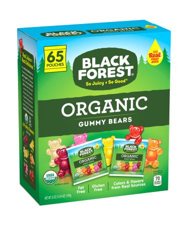 Black Forest Organic Gummy Bears Candy, 0.8-Ounce Bag , 65 Count (Pack of 1) Six Fruity Flavors 0.8 Ounce (Pack of 65)