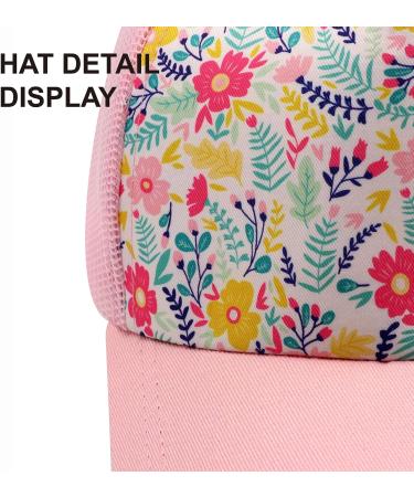 Girls Pony Hat - Distressed High Ponytail Messy Bun Baseball Cap for Kids (4-10 years) - Pink Floral Sun Protection Trucker Hat - Buy Online on GoSupps.com