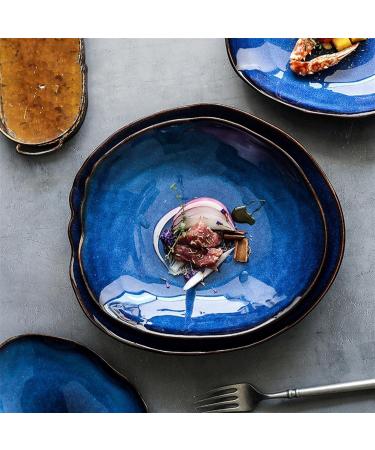 Serving Plates Household Ceramic Dinner Plate Blue Glaze Salad Plate Fruit Plate Bread Plate Irregular Tableware Western Food Plate/Kitchen Supplies for Appetizer Dinner and Desserts (Size : 26.5cm - Buy Online on GoSupps.com