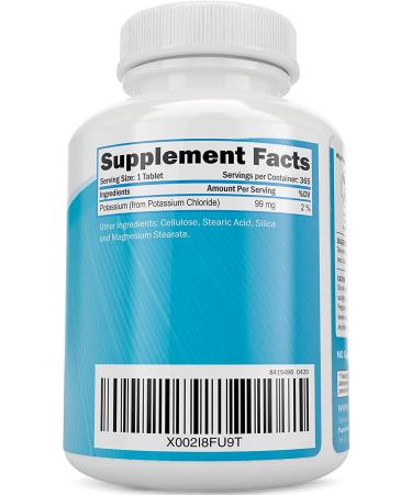 Potassium Chloride 99mg Supplement - 365 Tablets | 1 Year Supply | Supports Healthy Blood Pressure & Muscle Function | Vegetarian | Non GMO - Buy Online on GoSupps.com
