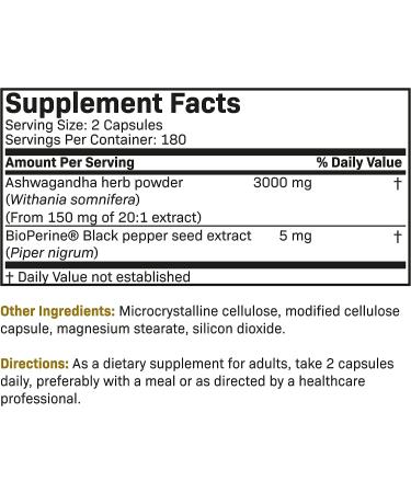 Futurebiotics Ashwagandha Capsules 3000mg - Natural Stress Relief & Mood Support Supplement | 360 Capsules - Buy Online on GoSupps.com