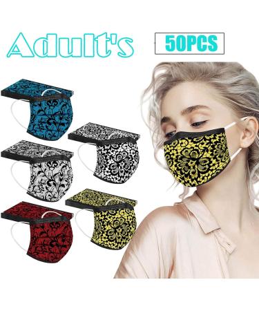 Goddess Accent 50 Pack Disposable Face_Mask Cute Floral Tie Dye Printed Protection for Adults Women - Buy Online on GoSupps.com