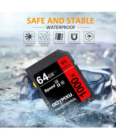 BOYMXU Professional 1000x Class 10 64GB Memory Card - U3 High Speed for Computer, Cameras, and Camcorders - Up to 95MB/s - Red/Black - Buy Online on GoSupps.com