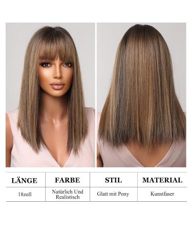 18-Inch Brown Shoulder Length Wigs for Women - Natural Looking Heat-Resistant Synthetic Wig for Everyday Use - Buy Online on GoSupps.com
