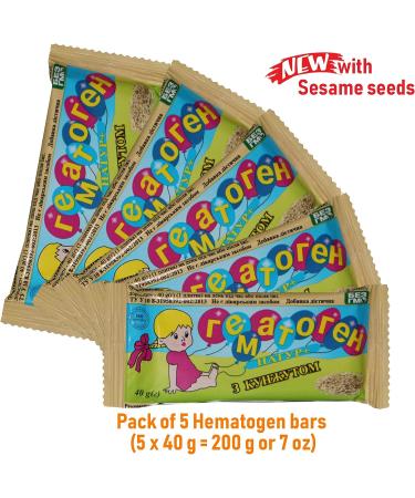 Hematogen 40g (1.4 Oz) x5 Bars with Sesame - Nutritious Snack for Energy Boost - Buy Online on GoSupps.com