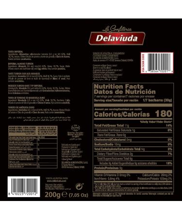 Delaviuda - Turron Torta Imperial Hard Almond Nougat Gallette - Supreme Quality - 200g (Gluten Free) - (Turron) Spanish Product / Spanish Nougat - Buy Online on GoSupps.com
