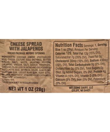 MRE Jalapeno Cheddar Cheese Spread (24 Pack) - Ready-to-Eat Camping Food - Buy Online on GoSupps.com