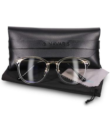 Navaris Retro Glasses - Vintage 50s Nerd Style for Men & Women | Prescription-Free Transparent Computer Glasses with Metal Frame - Buy Online on GoSupps.com