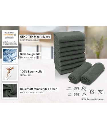 Zollner 10 Set Seif Towels 30x30 cm | Soft Super Absorbent Dark Gray Washcloths | Hotel Quality Cotton | Washable up to 60 C - Buy Online on GoSupps.com