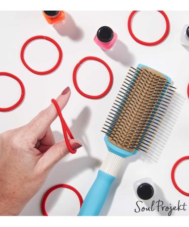 Soul Project Red Hair Ties - 100 Pcs 4mm Elastic No Metal Bands for All Hair Types Perfect for Braids Ponytails Buns - Ideal for School Work & Gym - Buy Online on GoSupps.com