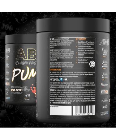 Applied Nutrition ABE Pump Pre Workout - Tigers Blood Flavor - Stim Free Pump Powder for Energy & Strength - Citrulline, Creatine, Beta-Alanine - 500g (40 Servings) - Buy Online on GoSupps.com