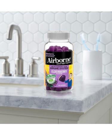 Airborne Kids Elderberry & Zinc Gummies - Immune Support for Kids - 130 Gummies - Elderberry Flavor - Buy Online on GoSupps.com
