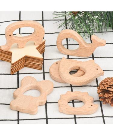 Aoliandatong 6 Wooden Animal Figures | Baby Bite Rings & Teething Toys for Toddlers - Safe & Eco-Friendly - Buy Online on GoSupps.com