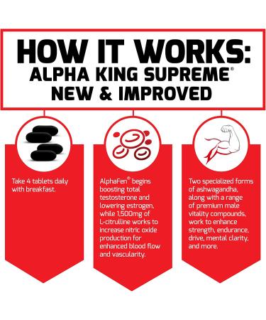Alpha King Supreme New & Improved Testosterone Booster for Men with Fenugreek Seed & Ashwagandha to Increase Drive & Vitality  Boost Performance  and Build Muscle & Strength  Force Factor  120 Tablets 120 Count (Pack of 1) - Buy Online on GoSupps.com