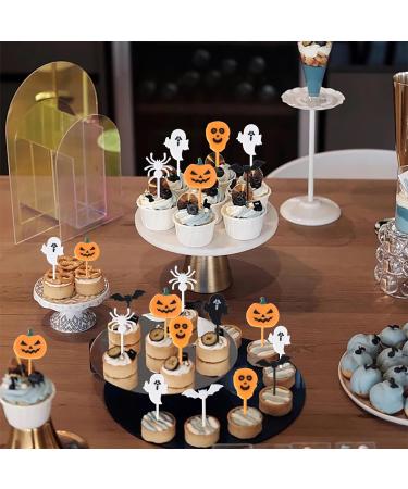 Rsstarxi 50 Pack Plastic Halloween Food Toothpicks Halloween Cupcake Toppers Pumpkin Ghost Spider Bat Cupcake Food Picks for Fruit Appetizer halloween Birthday Party Cake Decorations Design 16 - Buy Online on GoSupps.com