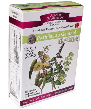 AUZIER CHABERNAC Bonbons aux ar mes naturels de menthe menthol et eucalyptus - Confiserie de Tradition : (Lot de 1 Etui pocket 50g Gomme Arabique Acacia.)