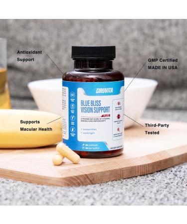 Blue Bliss Vision Support - Eye Vitamins with Lutein Biotin Bilberry and Zeaxanthin - Vitamin Supplement for Vision Health and Preservation for Adults Seniors 60 Veggie Capsules 30 Day Supply 60ct. Bottle - Buy Online on GoSupps.com
