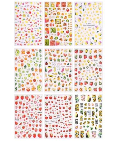 JMEOWIO Summer Fruit Nail Stickers - 9 Self-Adhesive Lemon Nail Art Designs for Stunning Nail Decoration - Buy Online on GoSupps.com